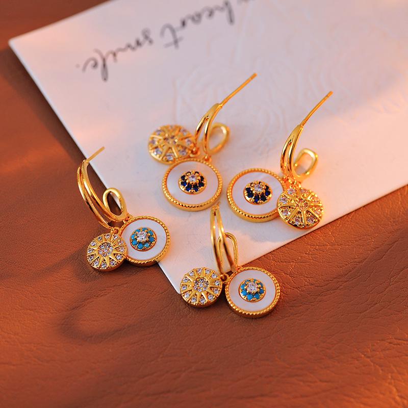 

The Little Mermaid Zircon Shell Earrings: Versatile 925 Silver Stud & Dangle Accessory