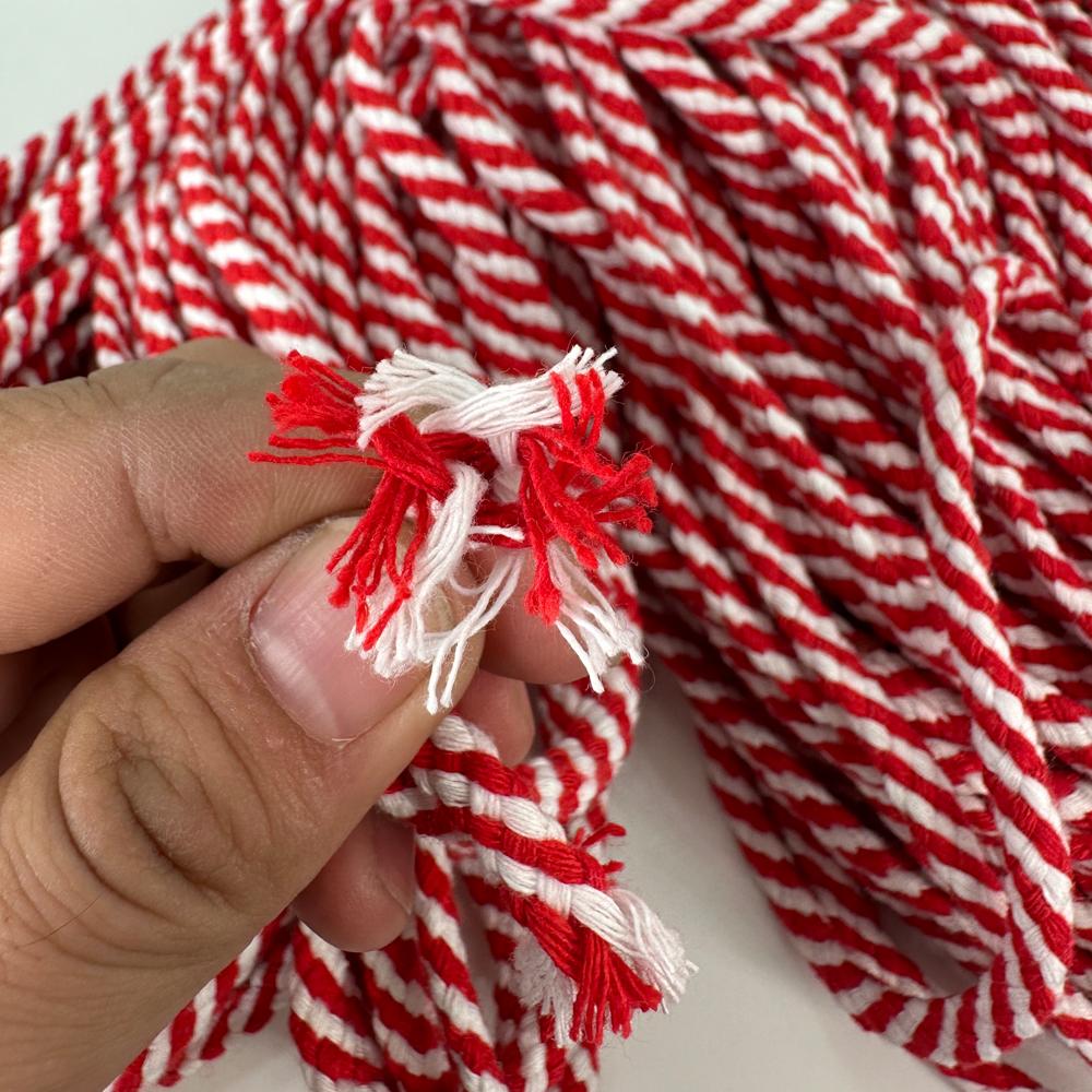 Cotton rope Yarn 100M 5mm Colorful eight Strand Cotton Rope DIY Colorful two-color cotton rope 0.5cm width