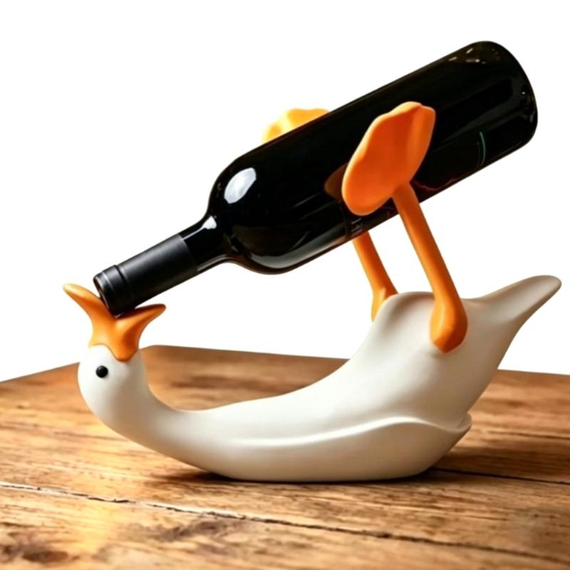Bird Bottle Holders Counter Wine Rack Decorative Wine Bottle Holder with a White Body, Sculptural PET Display for Sideboards, Shelves, and Bar