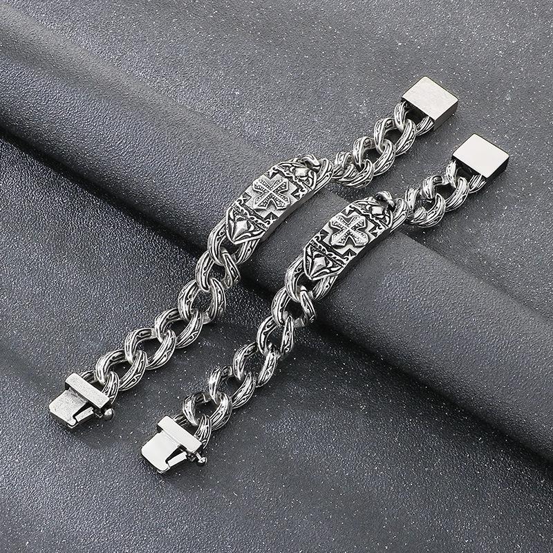 Jewelry, Trendy Retro Jewelry, Cross Pattern Titanium Steel Bracelet, Small Goods Are Available.