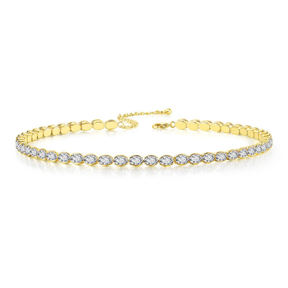 Hip Hop Egg Zircon Necklace Men'S And Women'S Street Hipster Full Diamond Tennis Chain Necklace