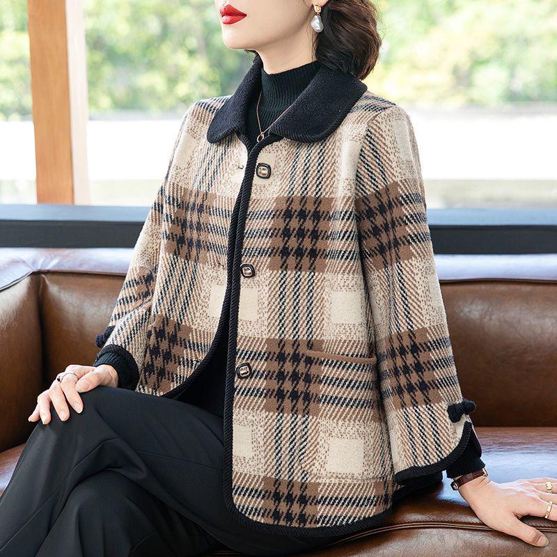 2024 Mom's Petite Plaid Wool Coat - Autumn Fashion, Versatile & Stylish