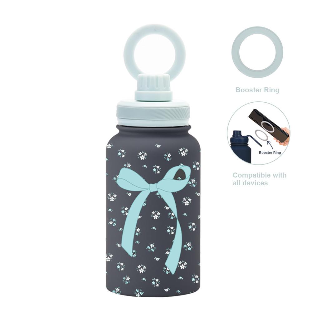 650Ml Large Mouth Thermos Cup Stainless Steel Sports Water Cup Mobile Phone Magnetic Suction Bracket With Printed Water Cup