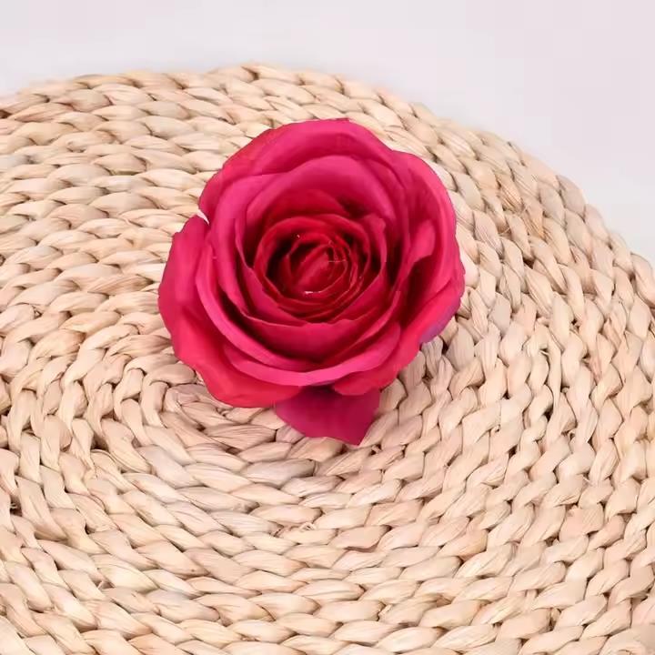 Rose Head Artificial Flowers for Arrangement Decoration 5 pcs - Dark Pink