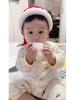 Infant Christmas Knit Photography Hat - Red Long-Tail Styling for Newborn and Children's Photos