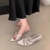 Fashion Shoes Pointed Toe Ladies' Slippers Women Heels Big Size High Slides Shoes Woman 2025 Big Size Slippers Heels Pointed Toe High