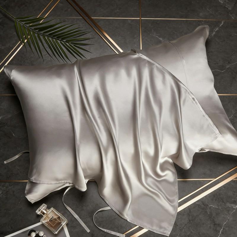 40 Momme 100% Pure Mulberry Silk Pillowcase With Adjustable Ties Solid Color Luxury Sleep Skincare Pillow Cover