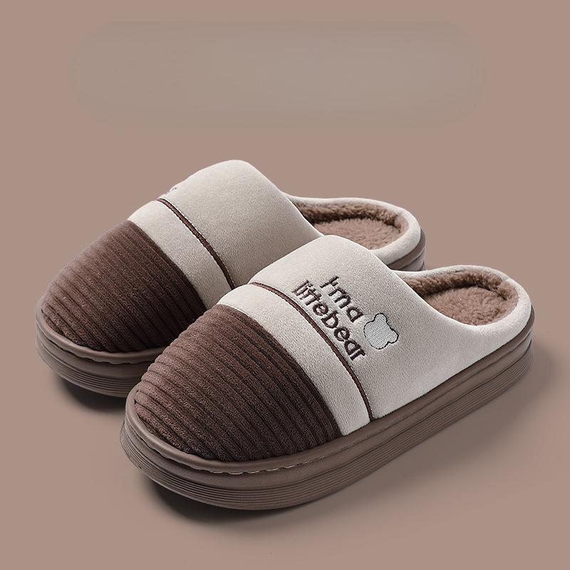 

Хлопковые тапочки, Обувь больших размеров, Домашние теплые плюшевые тапочки для помещений 46-47 кофейный