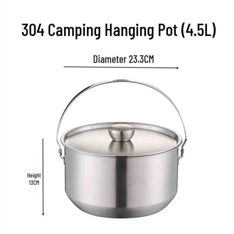 Miss Yizi Stainless Steel Portable Camping Hanging Pot 23cm