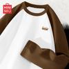 Men's Pure Cotton Crew Neck Long Sleeve Colorblock Raglan T-Shirt B
