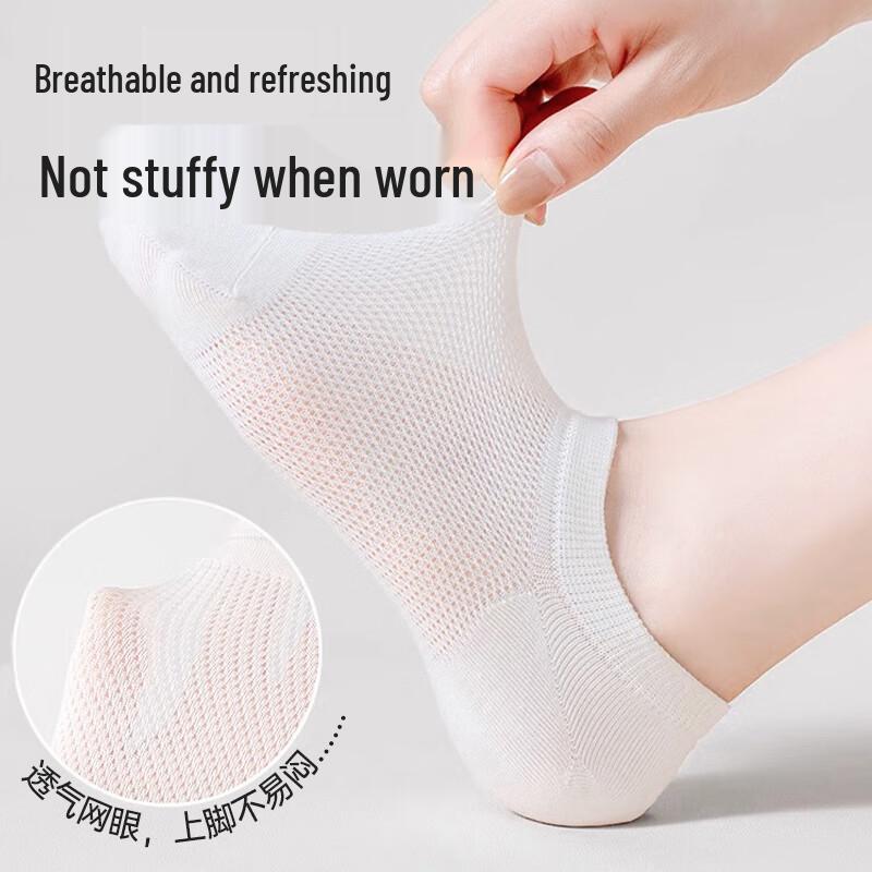 Langsha Women's Summer Cotton Mesh No-Show Socks (6 Pairs)