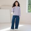 Höst 2025 Flickors Denimset: Sweatshirt & Byxor med vida ben för åldrarna 9-12