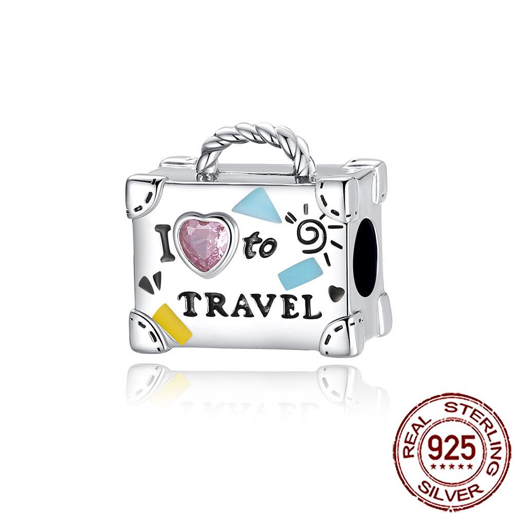 New Charms Copper Airplane Globe Suitcase Air Balloon Travel Beads Fit Original Bracelet Necklace Diy Jewelry