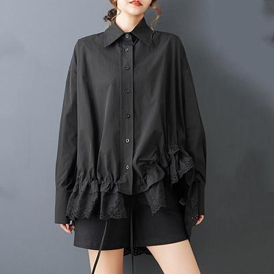 Long Sleeve Oversized Black Vintage Shirts & Blouses for Blouse Casual Loose Spring Autumn Tops Women Button Up Shirt