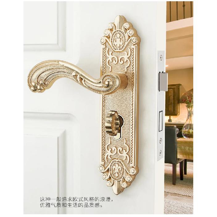 European Style Mute Room Door Lock Handle Fashion Interior Door Knobs Lock Luxurious Anti-theft Gate Lock Furniture Hardware