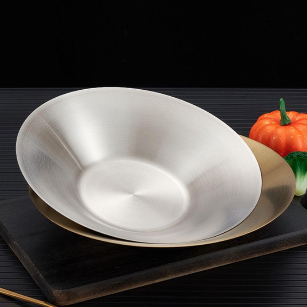 304 Stainless Steel Pasta Plate Deepened Fruit Dish Korean Salad Bowl Kitchen Tableware