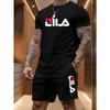 Men's Summer Beach Sports Suit Casual Outdoor Basketball Sports Comfortable Two-Piece Set with Fashion Loose T-Shirt And Shorts