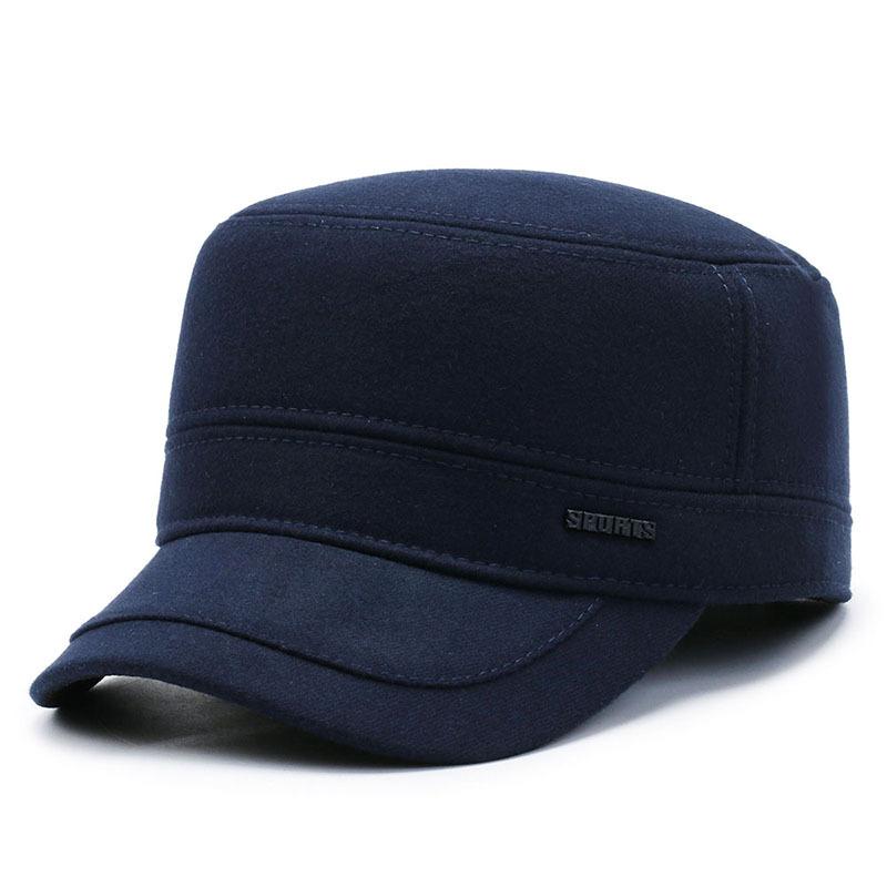 

Осенние и зимние мужские шапки из флиса, простые и удобные, для пожилых людей, модные, для путешествий, защитные наушники, шляпы с плоским верхом Adjustable синий