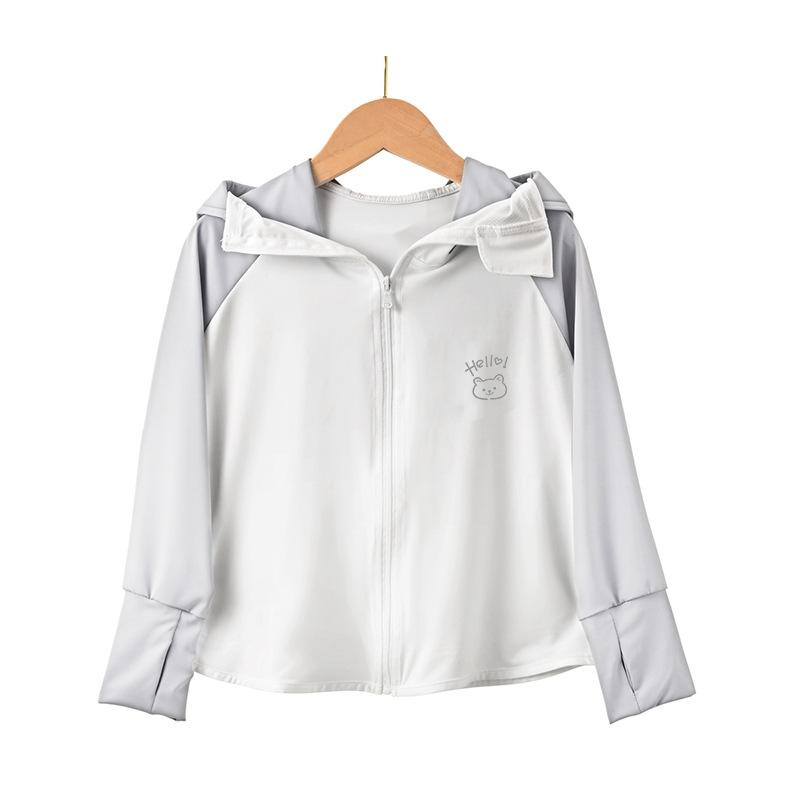 

Kids UPF50+ Sun Protection Jacket UV Protection Lightweight Breathable Summer Loose Fit Sun Hoodie for Toddlers and Children 3XL сірий
