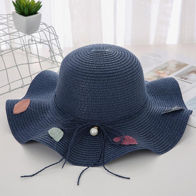 Women Hats Big Wide Brim Straw Hat Pearl Beach Sun Cap Outdoor Sun Bow Hat Summer Holiday Travel Cap