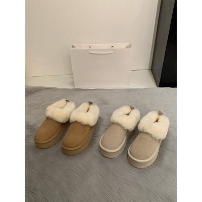 Innere Höherstellung Schneestiefel Dicksohlig Winter Neu Plüschfell Integriert Ein-Pedal Flauschige Baumwollschuhe