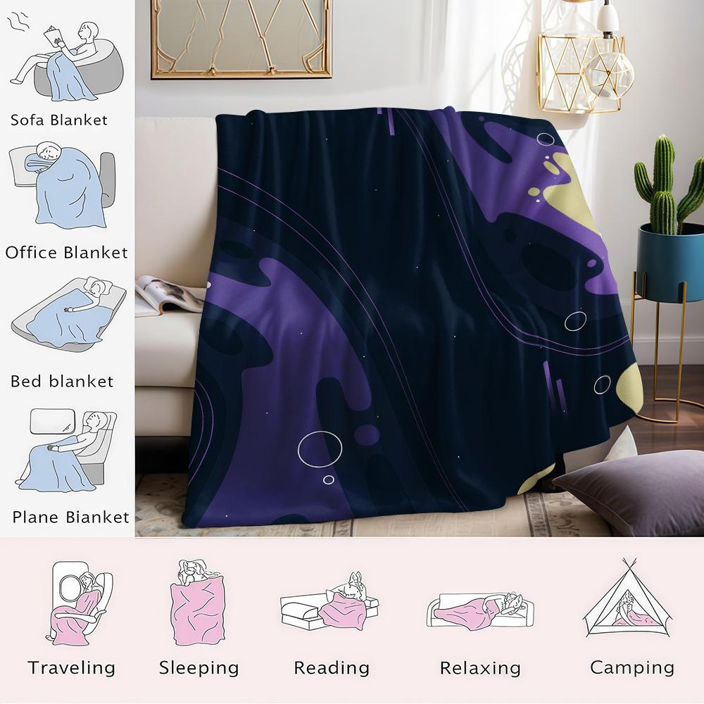 Cosmic Purple Swirl Flannel Blanket Warm Soft Halloween Christmas Couch Warm Cozy Decorative Decor Gift for All Season