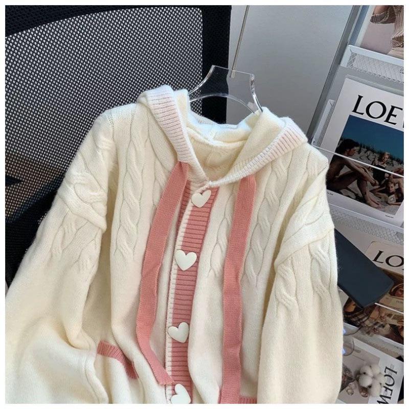 

Женский кардиган с капюшоном размера плюс 200 фунтов: Свободный вязаный свитер для миниатюрных женщин на осень/зиму S