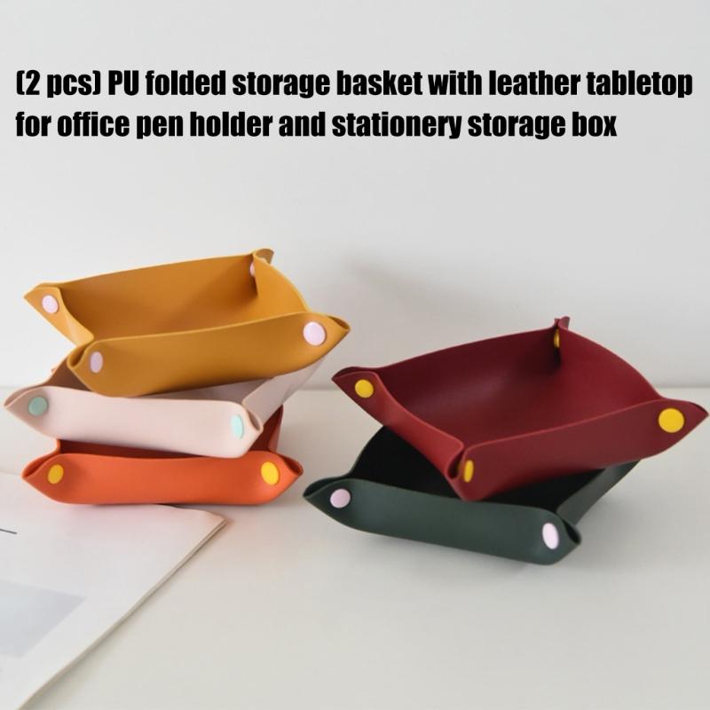 Doubl Size PU Leather Desk Tray Office Supplies for Stationery Makeup Tools Efficient Space Management