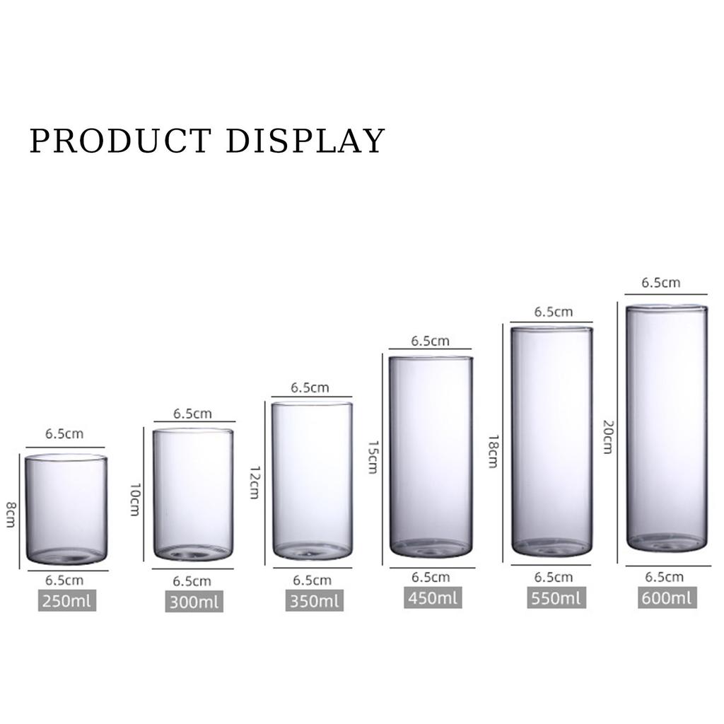 Klare Blumenvase, Hydrokulturvase aus Glas, Vase aus Borosilikatglas, Zylinderförmige Blumenvase, Kerzenhalter, Hochzeit, Heimdekoration
