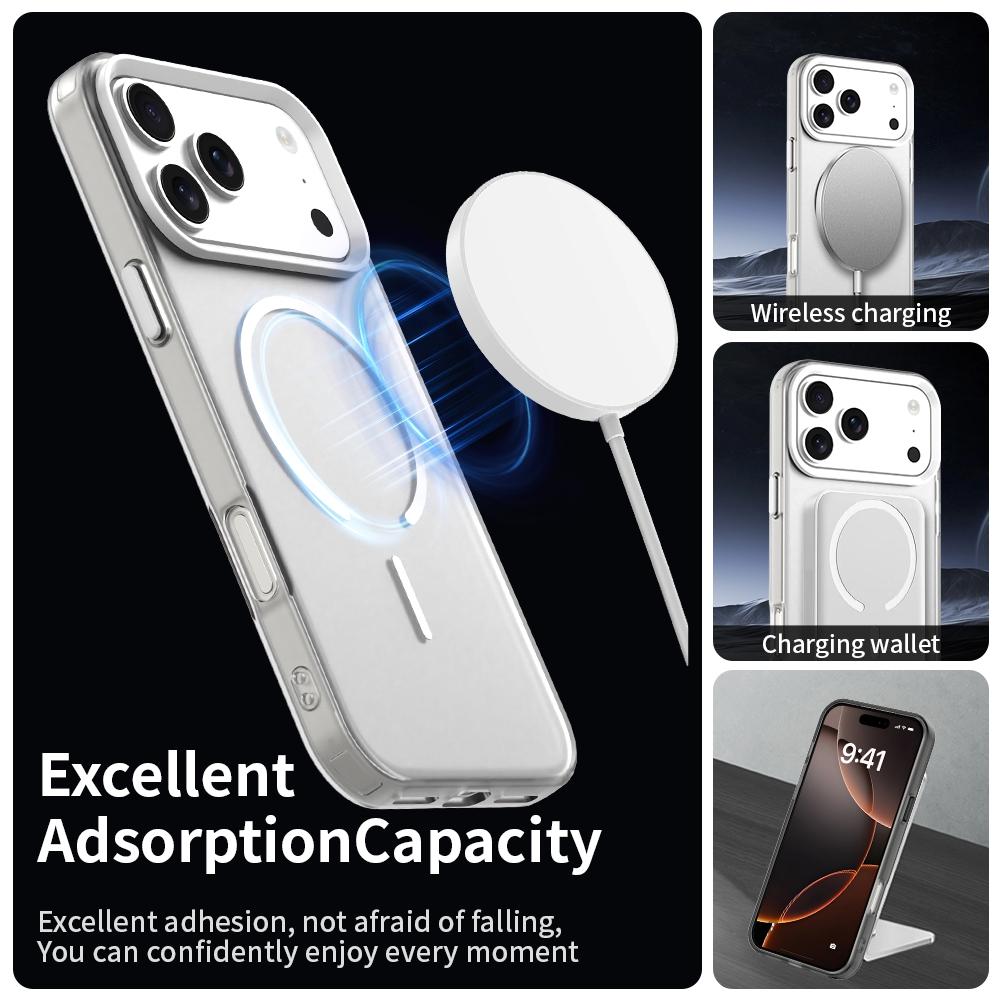 For iPhone 17 Pro Max C-shaped Magnetic Case Candy Color PC + TPU + PET Phone Cover
