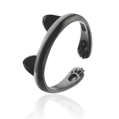 Anillo abierto con personalidad de oreja de gato, anillo con huella de garra de gato de dibujos animados súper bonito a la moda