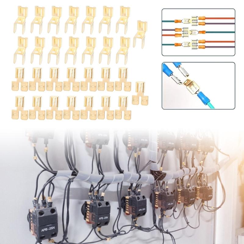 30Pcs Brass Automotive Double Spades Connectors Quick Disconnect Electrical 2 Way Wire Terminals Adapter Enduring