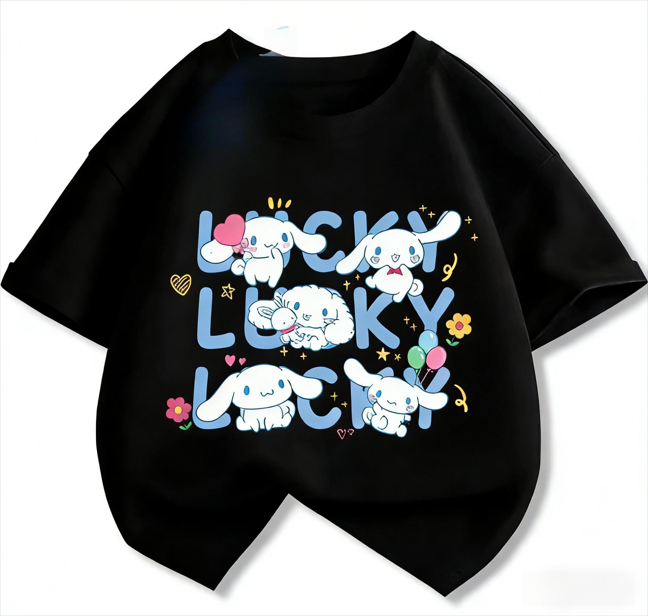 

2026 Summer 100 Cotton Sanrio Cinnamoroll Printed Casual Loose Tshirt Parentchild Vintage Harajuku Top 52TOYS Collaboration S