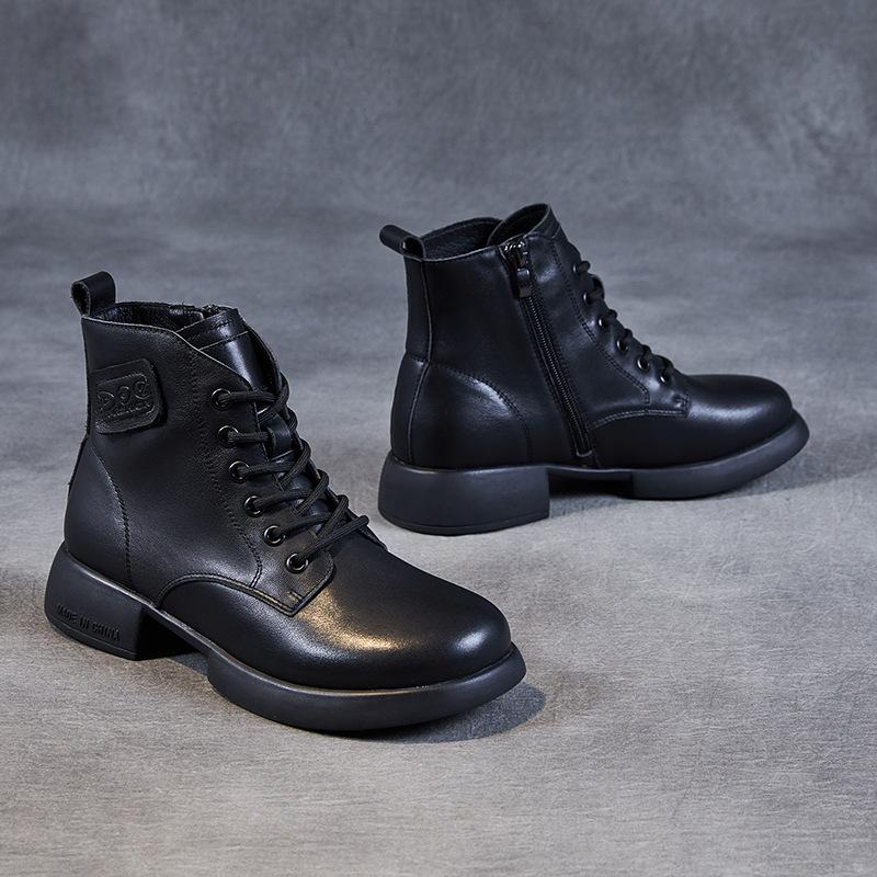 The first layer of cowhide short boots for women in the autumn and winter of 2025, the new retro leather British style Martin boots, and small leather