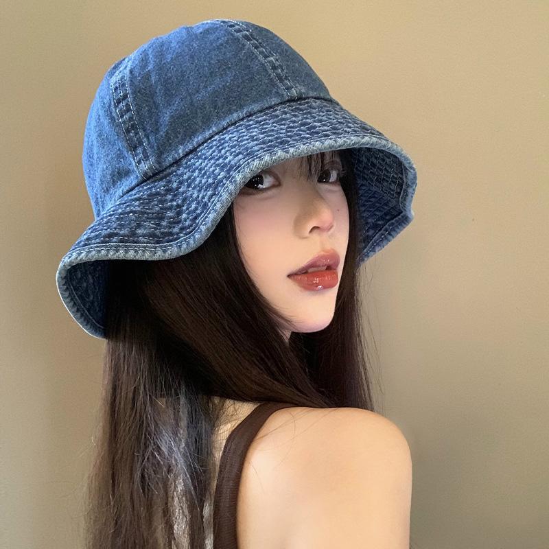 

RICYGVM Blue Denim Fisherman Hat for Women Wide Brim Sunshade Basin Cap Fashion Girls Bucket Hats Outdoor Sun Protection Visors one size светло-синий