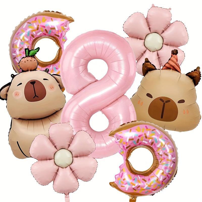 7pcs Capybara Themed Balloon 32 Inch Pink Numbers 1-9 Birthday Balloon Set Children's Party Decoration Birthday Surprise Gifts