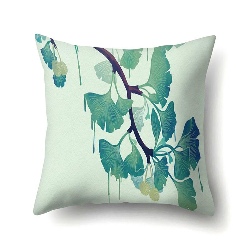 Polyester Pillowcase Nordic Plant Ins Style Flower Print Peach Leather Velvet Pillowcase