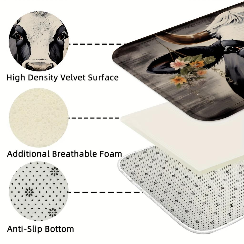1Pcs Anti Fatigue Kitchen Rugs, Farmhouse  Print Waterproof Non-Slip Thick Cushioned Kitchen Mat Heavy Duty Comfort Standing Mat for Kitchen