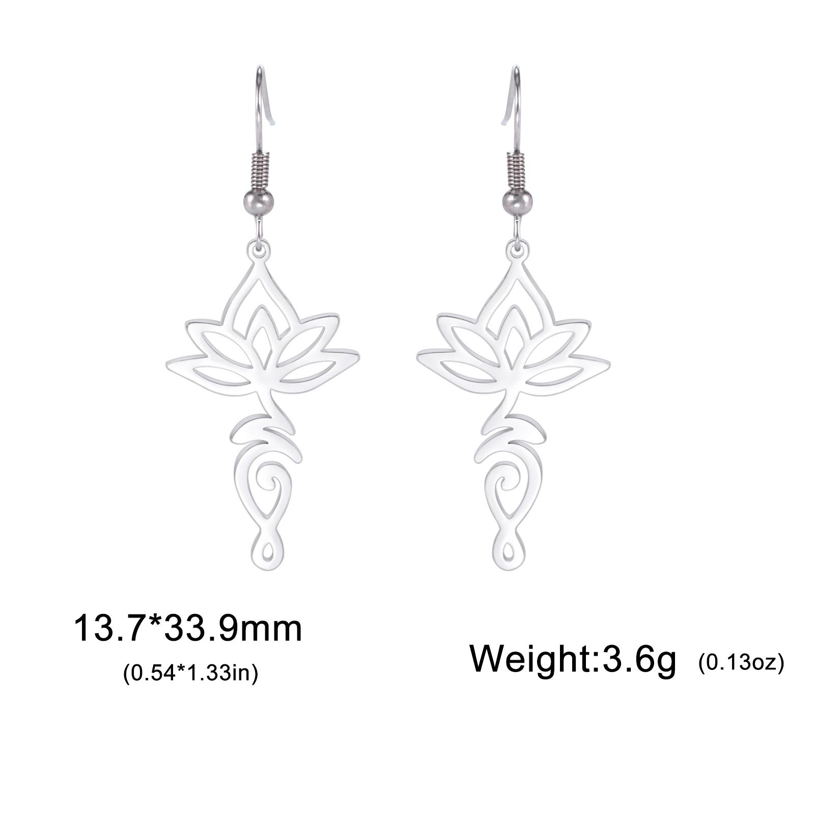 

Teamer Yoga Lotus Flower Dangle Earrings Stainless Steel Unalome Pendant Earrings Women Buddhism Bohemian Spiritual Jewelry Gift