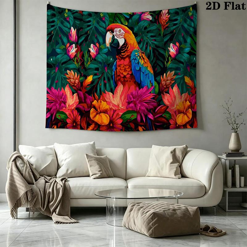 Tropical Parrot Wall Tapestry Aesthetic Wall Hanging Printed Fabric Blanket Decorative Tapestries for Bedroom Living Room Home Decor
