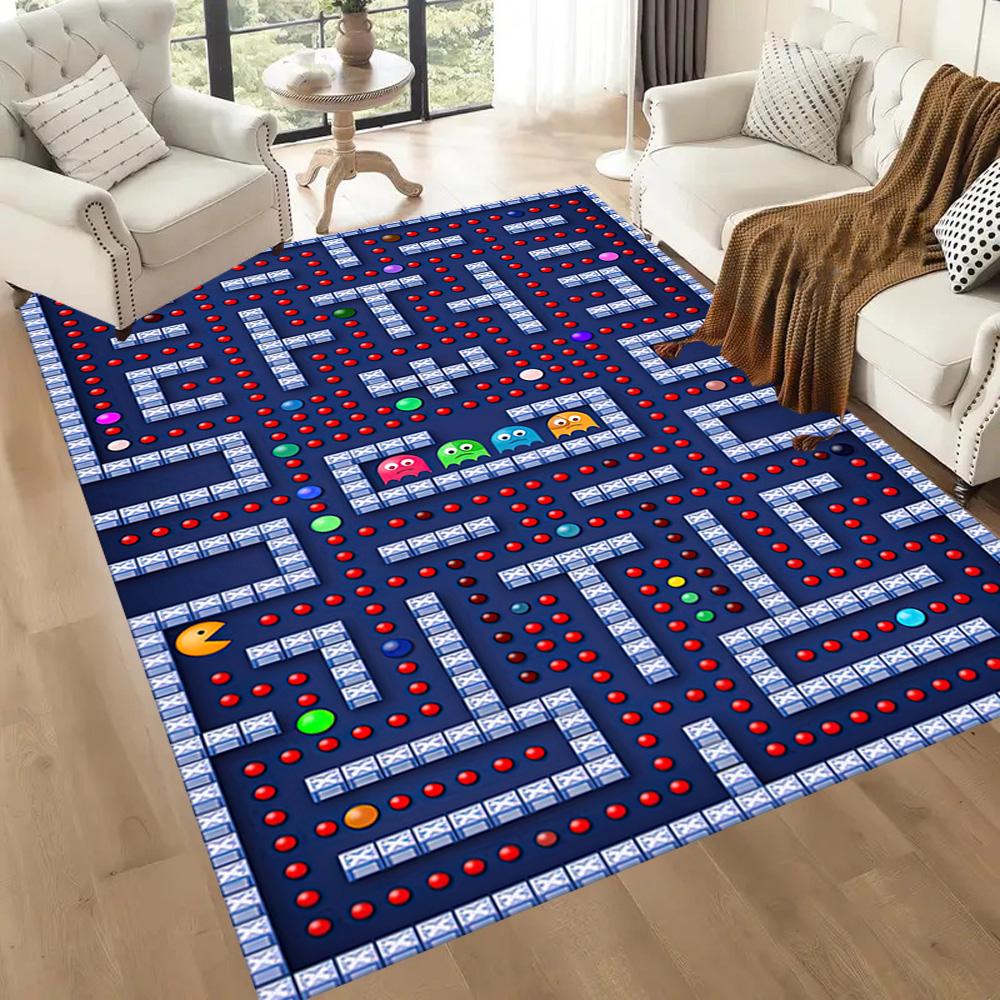 Pac-man Adventure Square rugs are a great choice for living rooms, bedrooms, home décor, and as gifts.