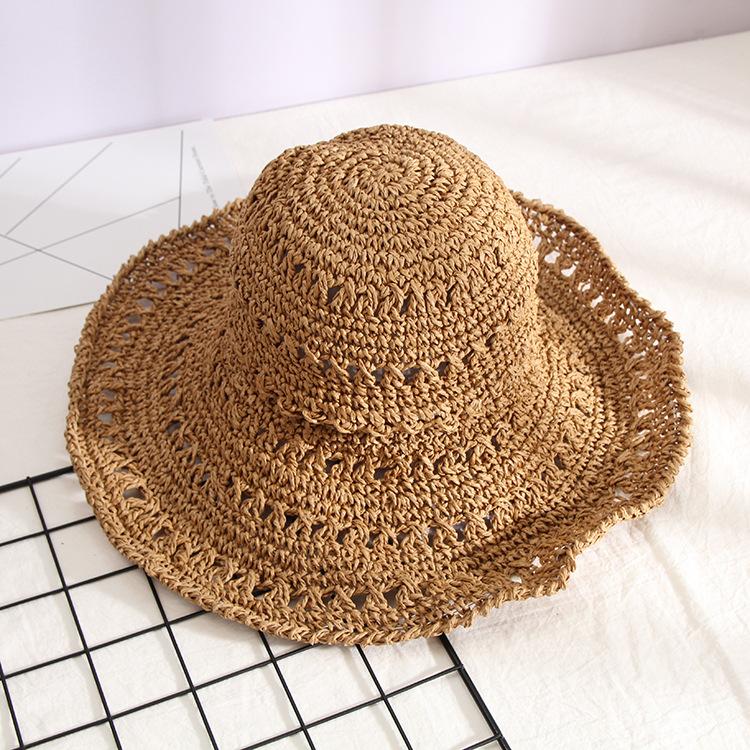 

Style Versatile Hat Straw Woven Exquisite Hollow Out Womens Hatscaps Sunshade хакі