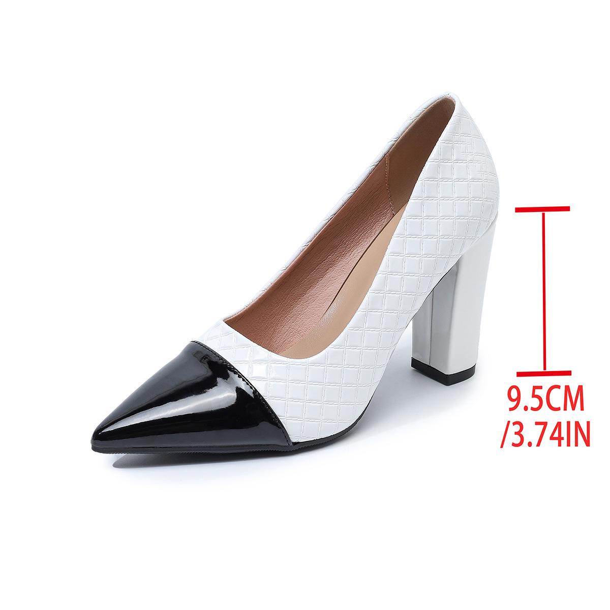 Plus Size Women s Patent Leather Pointed Toe High Heels with Chunky Heel (2025 Model) 36