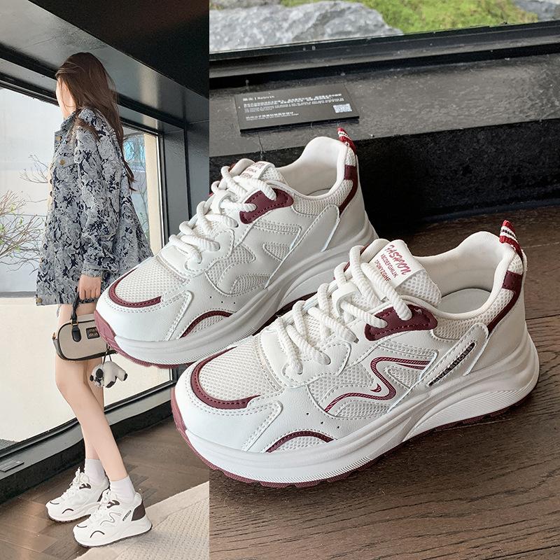 Dad shoes women's 2025 new shoes thick sole heightened lightweight women's sports women's shoes versatile casual shoes show small feet