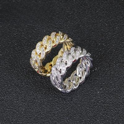 European and American Hip Hop Ring, Classic Micro-inlaid Zircon Men's Ring 8mm Cuban Ring Men's and Women's Couple Ring