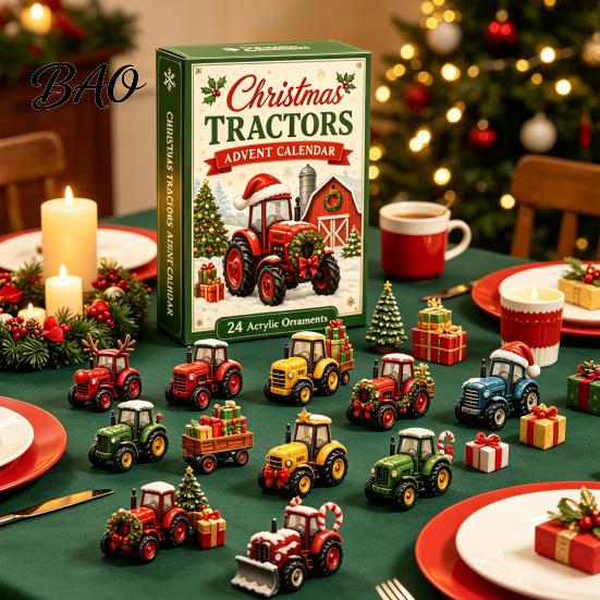 Christmas Home Decor Transportation Vehicles Advent Calendar 2026 for Kids, 24 Day Countdown Set Stocking Stuffer Kids with Collectible Acrylic