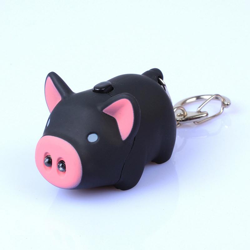 Cute Pig Style Keychain Led Light Sound Key Chain Keyring Car Bag Pendant Decoration Gift