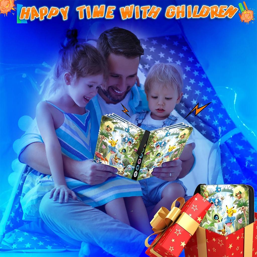 Card Album 4 Compartments 400 Slots 50 Pages 24x18x5cm Multicolor Wear Resistant Waterproof