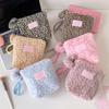 Winter Vintage Hand-held Plush Leopard-print Makeup Bag for Girls, Portable Skincare Storage Bag for Students, Small-sized Toiletry Bag for Students