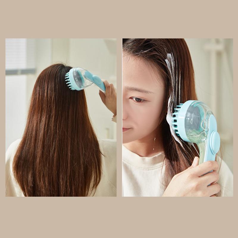Cepillo de champú de mango largo Cepillo de baño Cepillo de masaje del cuero cabelludo Peine de presión para dispensar Peine de exfoliación corporal Herramientas de peinado de peluquería